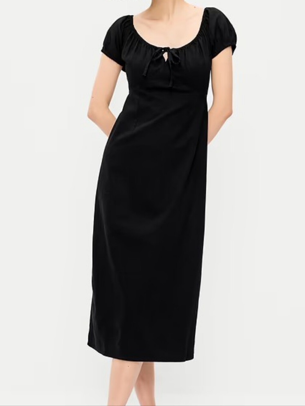 NWT - Old Navy Cotton Short Sleeve Scoop-Neck  Black Midi Dress - Size M Tall